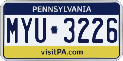 PA license plate MYU3226