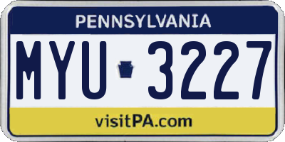 PA license plate MYU3227