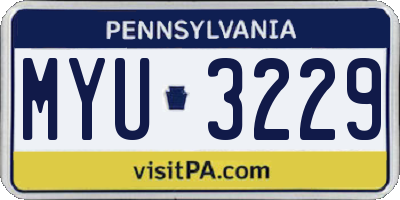 PA license plate MYU3229