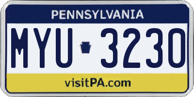PA license plate MYU3230
