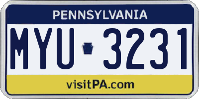 PA license plate MYU3231