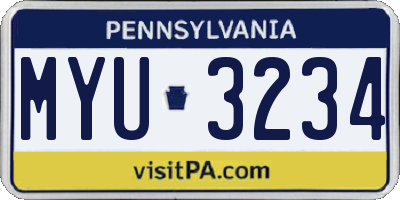 PA license plate MYU3234