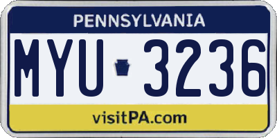 PA license plate MYU3236