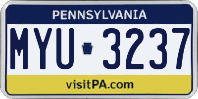 PA license plate MYU3237