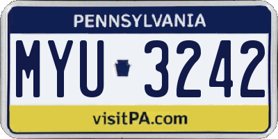 PA license plate MYU3242