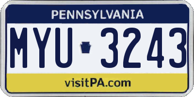 PA license plate MYU3243