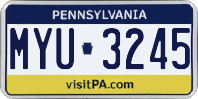 PA license plate MYU3245