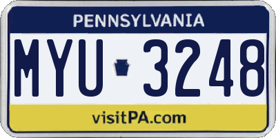 PA license plate MYU3248