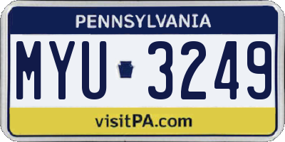 PA license plate MYU3249
