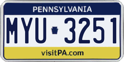 PA license plate MYU3251
