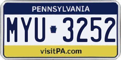 PA license plate MYU3252