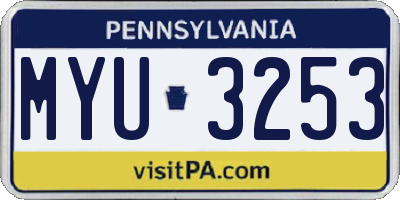 PA license plate MYU3253
