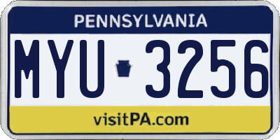 PA license plate MYU3256