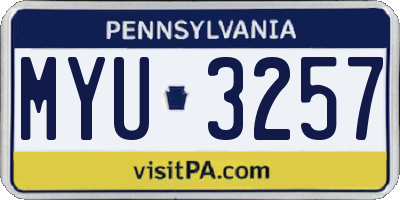 PA license plate MYU3257