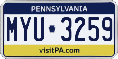 PA license plate MYU3259