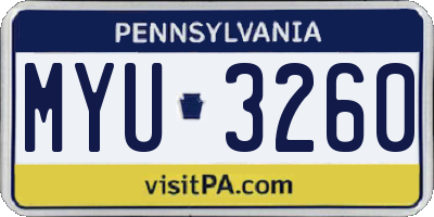 PA license plate MYU3260