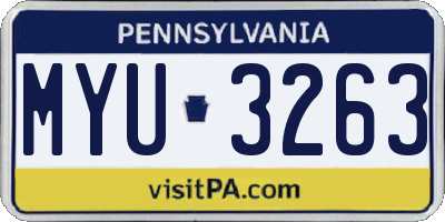 PA license plate MYU3263