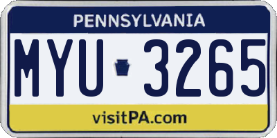 PA license plate MYU3265