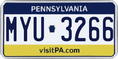 PA license plate MYU3266
