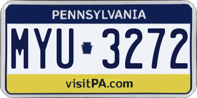 PA license plate MYU3272