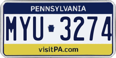 PA license plate MYU3274