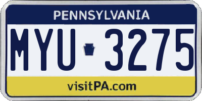 PA license plate MYU3275