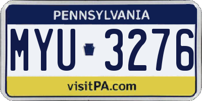 PA license plate MYU3276