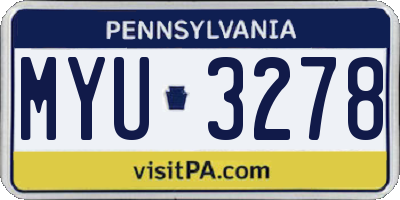 PA license plate MYU3278