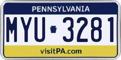 PA license plate MYU3281