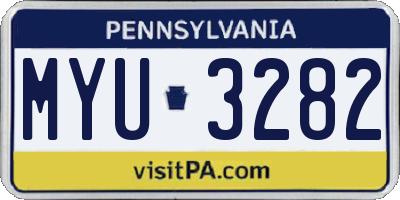 PA license plate MYU3282