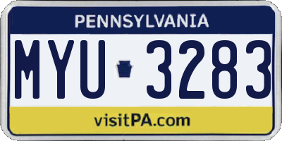 PA license plate MYU3283