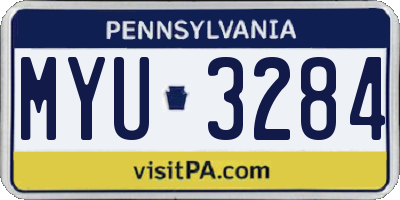 PA license plate MYU3284