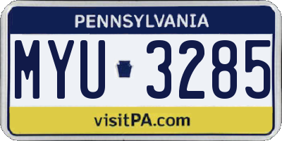 PA license plate MYU3285