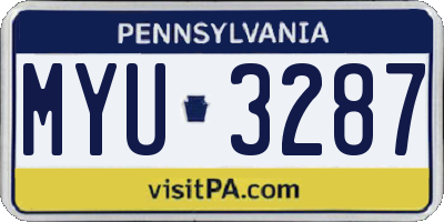 PA license plate MYU3287