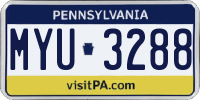 PA license plate MYU3288