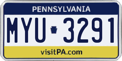 PA license plate MYU3291