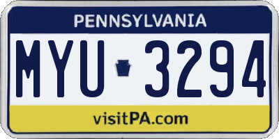 PA license plate MYU3294