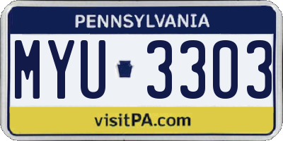 PA license plate MYU3303