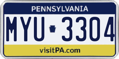 PA license plate MYU3304