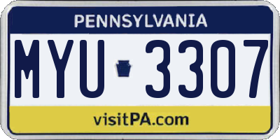 PA license plate MYU3307