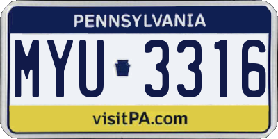 PA license plate MYU3316