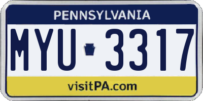 PA license plate MYU3317