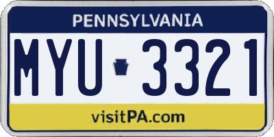 PA license plate MYU3321