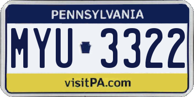 PA license plate MYU3322