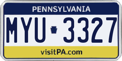 PA license plate MYU3327