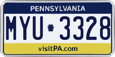 PA license plate MYU3328