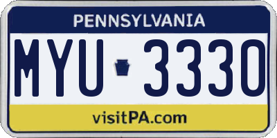 PA license plate MYU3330