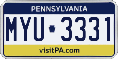 PA license plate MYU3331