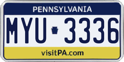 PA license plate MYU3336