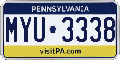 PA license plate MYU3338